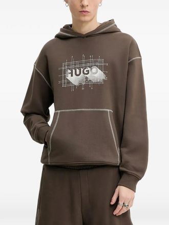 HUGO BOSS logo-print hoodie - Brown