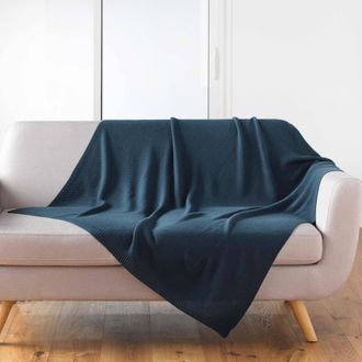 Douceur d'Int&eacute;rieur Douceur-dinterieur Manta Tricotine Azul Marino 125 X 150 Cm