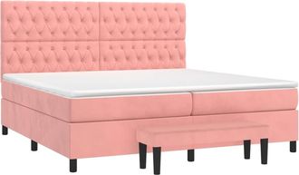 vidaXL Vidaxl - Cama Box Spring Con Colch&oacute;n Terciopelo Rosa 200x200 Cm