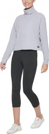 Calvin Klein Performance Ribbed Long-Sleeve Turtleneck Top In Pearl Gray Heather