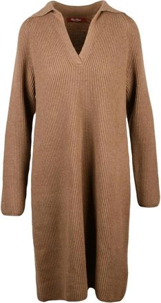 Max Mara Mana Knit Dress - Dames - Kleedjes - Bruin - XL - Wol - Kleedjes