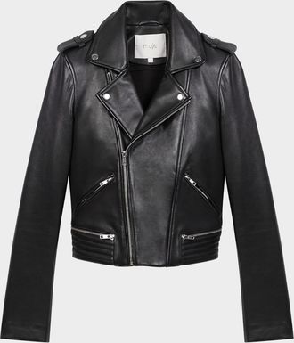 Maje Basaltm Leather Biker Jacket