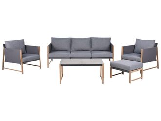 Beliani Conjunto de jard&iacute;n con mesa y otomana 5 plazas metal gris
