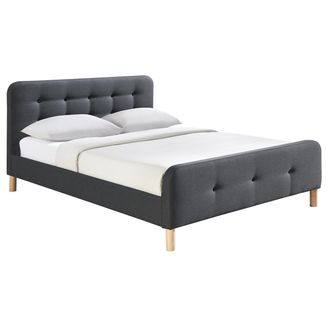 Miliboo Cama Capiton&eacute; Tejido Gris Oscuro 160 X 200cm Holsen