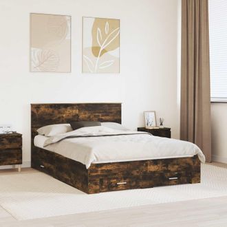 vidaXL Vidaxl Struttura Del Letto Rovere Fumo 150 X 200 Cm