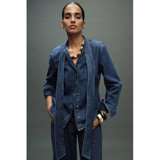 Mango denim blouse dark blue denim