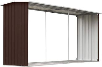 vidaXL Casetilla Para Le&ntilde;a Acero Galvanizado Marr&oacute;n 330x92x153 Cm Vidaxl