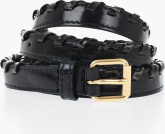 Dries Van Noten Slim Patent Belt with 20mm Braided Detail Dries Van Noten