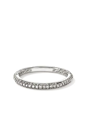 John Hardy Anello a fascia JH Essential in argento sterling con diamanti