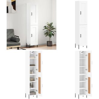 vidaXL Credenza Bianca 34,5x34x180 cm in Legno Multistrato - Credenza moderna - Credenza in legno multistrato