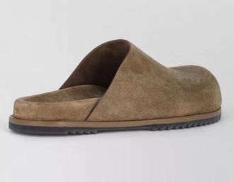 Rick Owens suede heel slippers round toe open back