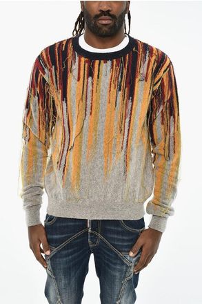 Dsquared2 Maglia Girocollo in Lana Vergine e Nylon Effetto Vintage taglia M