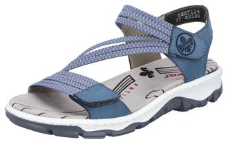 Rieker Riemchensandale RIEKER, Damen, Gr. 36, blau (jeansblau), Lederimitat, Schuhe Riemchensandale, Sommerschuh, Sandalette, Klettschuh, im Sportslook