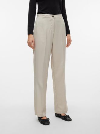 Vero Moda Anzughose VERO MODA VMRITA MW STRAIGHT PANT NOOS, Damen, Gr. XL (42), L&auml;nge 34, beige (silber lining), Web, Obermaterial: 98% Polyester, 2% Elasthan, 