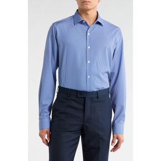 Nautica Slim Fit Check Dress Shirt in Dark Blue at Nordstrom Rack, Size 15.5 - 32/33