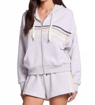 Chaser Zuma Contrast Strappings Zip-Up Hoodie In Light Grey