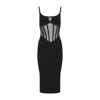 Elisabetta Franchi Bustier Gebreide Jurk - Dames - Feestkleedjes - Zwart - XS - Polyester - Kleedjes