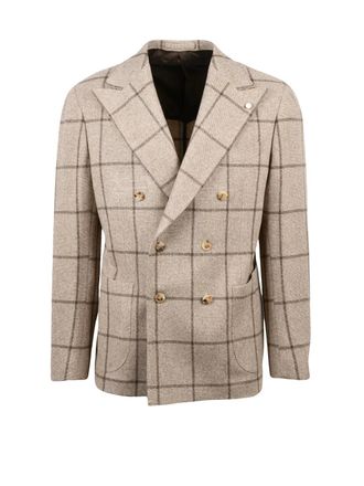 Lubiam Double-Breasted Jacket in Virgin Wool and Cashmere Blend