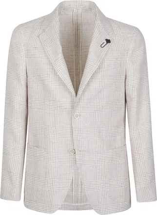 Lardini Checkered Roma Linen-Blend Blazer