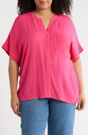 T Tahari Elbow Sleeve Button-Up Shirt in Rosa at Nordstrom Rack, Size 3X