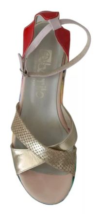 Ebarrito Multicolor Leather Ankle Strap Wedge Heel Sandals Womens Shoes (Pre-Owned)