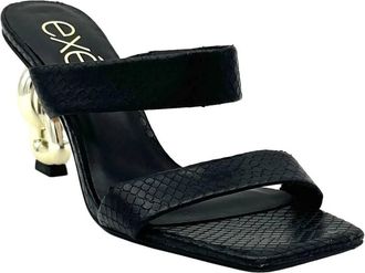 Ex&eacute; Womens Double-Strap Chain-Link Heel Slide Sandal In Black