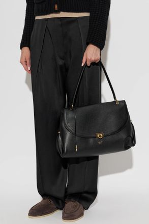 Ferragamo Leather Bag Sofia 2026 Large, Womens, Black
