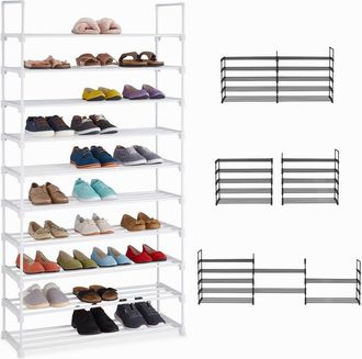 Relaxdays Relaxdays - xxl Shoe Rack 10 Levels, Plug-in System, Hallway Storage Tower, Stable, Extendable, 175,5 x 93 x 30,5, White