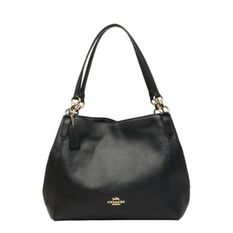Coach Black Leather Shoulder Bag Tote Bag (Pre-Owned)