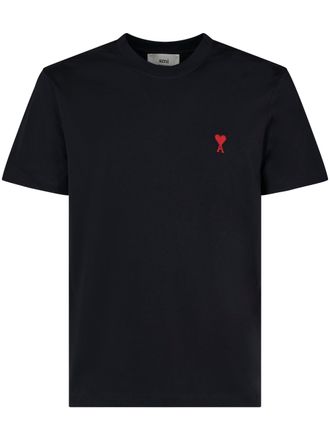 Ami Quota Red Ami De Coeur Black Cotton T-Shirt