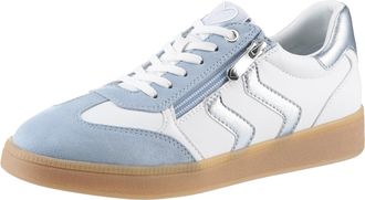 Marco Tozzi Plateausneaker MARCO TOZZI, Damen, Gr. 36, blau (wei&szlig;, hellblau), Lederimitat, Textil, Veloursleder, metallic, unifarben mit Farbeinsatz, Schuhe Plate