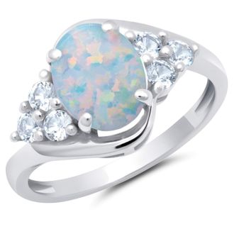 MAX + STONE 10k Yellow or White Gold Oval Cut Gemstone Sunburst Halo Ring