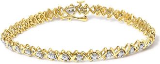 House of Brilliance 10k Yellow Gold-Plated Sterling Silver 1.00 Cttw Round-Cut Diamond X-Link 7.50 Bracelet