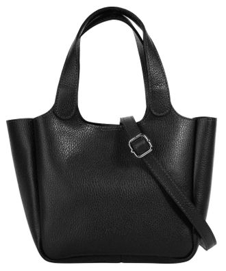 Cluty Henkeltasche CLUTY, Damen, Gr. B/H/T: 30cm x 19cm x 12cm onesize, schwarz, Leder, leicht gl&auml;nzend, unifarben, Taschen Henkeltasche, echt Leder, Made i