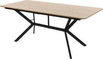 ML Design Ml-design Mesa De Comedor Marr&oacute;n Claro 180x80x75 Cm Rectangular Para Seis Personas, Mueble Para Cocina Sal&oacute;n, Estructura De Acero, Dise&ntilde;o Industrial M