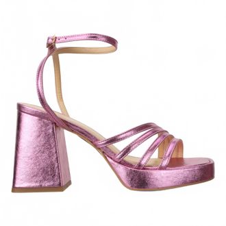 Bruno Menegatti Womens Leather Dress Platform Sandal In Metal Lilac
