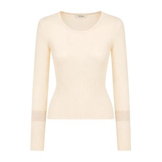 Max Mara Vetta Trui - Dames - Ronde hals truien - Beige - S - Wol - Truien & Vesten