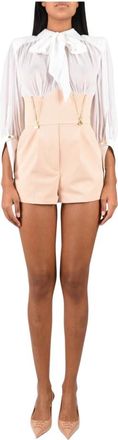 Elisabetta Franchi Tuta corta con camicia in georgette - - Jumpsuits & Playsuits - Donna - Beige - 2XL