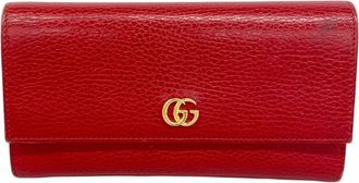 Gucci Red Color Leather Long Wallet (Bi-Fold) (Pre-Owned)