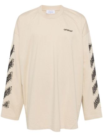Off-white logo-embroidered long-sleeved T-shirt - Neutrals