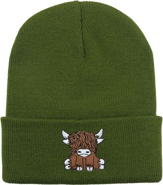 Generic Scottish Highland Cow Beanie Women Cute Scotch Cow Knitted Hat Autumn Winter Warm Hip Hop Hat Unisex Ski Hat Comfy