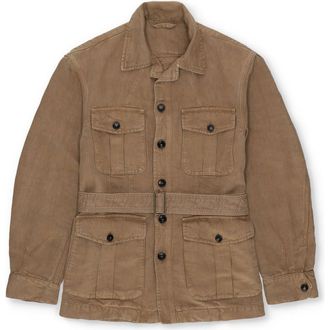 Fortela Clint Linen Sahariana Jacket in Taupe at Nordstrom, Size 48 Eu