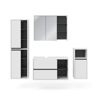 Vicco Conjunto De Muebles De Ba&ntilde;o Viola, Blanco, 4 Piezas