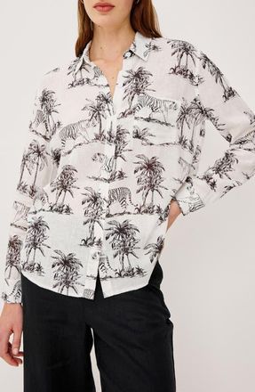 Rails Charli Linen Blend Button-Up Shirt in Ivory Bengal at Nordstrom, Size Xx-Small