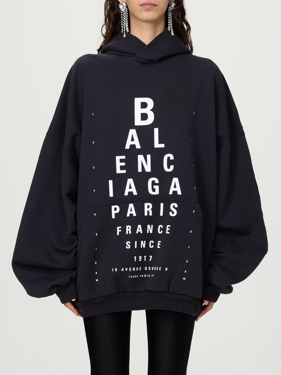 Felpa Cappuccio Balenciaga Felpa Balenciaga Nera Scritta Rosa