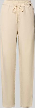 Marc Cain Tapered Fit Stoffhose aus Viskose-Leinen-Mix in Sand, Gr&ouml;&szlig;e 38