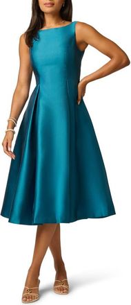 Adrianna Papell Sleeveless Mikado Fit & Flare Midi Dress in Teal at Nordstrom, Size 16