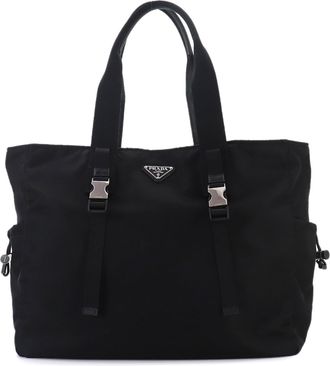 Prada Black Nero Nylon Saffiano Triangle Handbag Tote Bag (Pre-Owned)