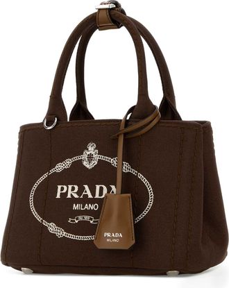 Prada Womens Brown Canvas Mini Prada Jardini&atilde;&uml;re Handbag Cacao Borse A Mano Bag
