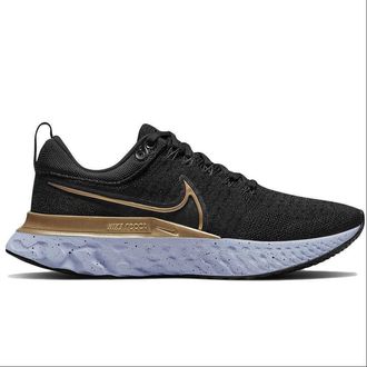 Nike Infinity React 2 Womens Trainers Sneakers Running Shoes CT2423 (Black/Ghost/Dark Smoke Grey/Metallic Gold 009) UK4 (EU37.5)